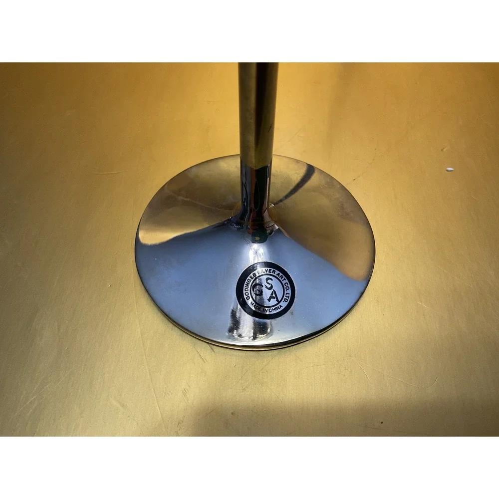 Godinger Silver Diamonds Champagne Flutes Set of 2 Silver Plated Ring Stem 6706